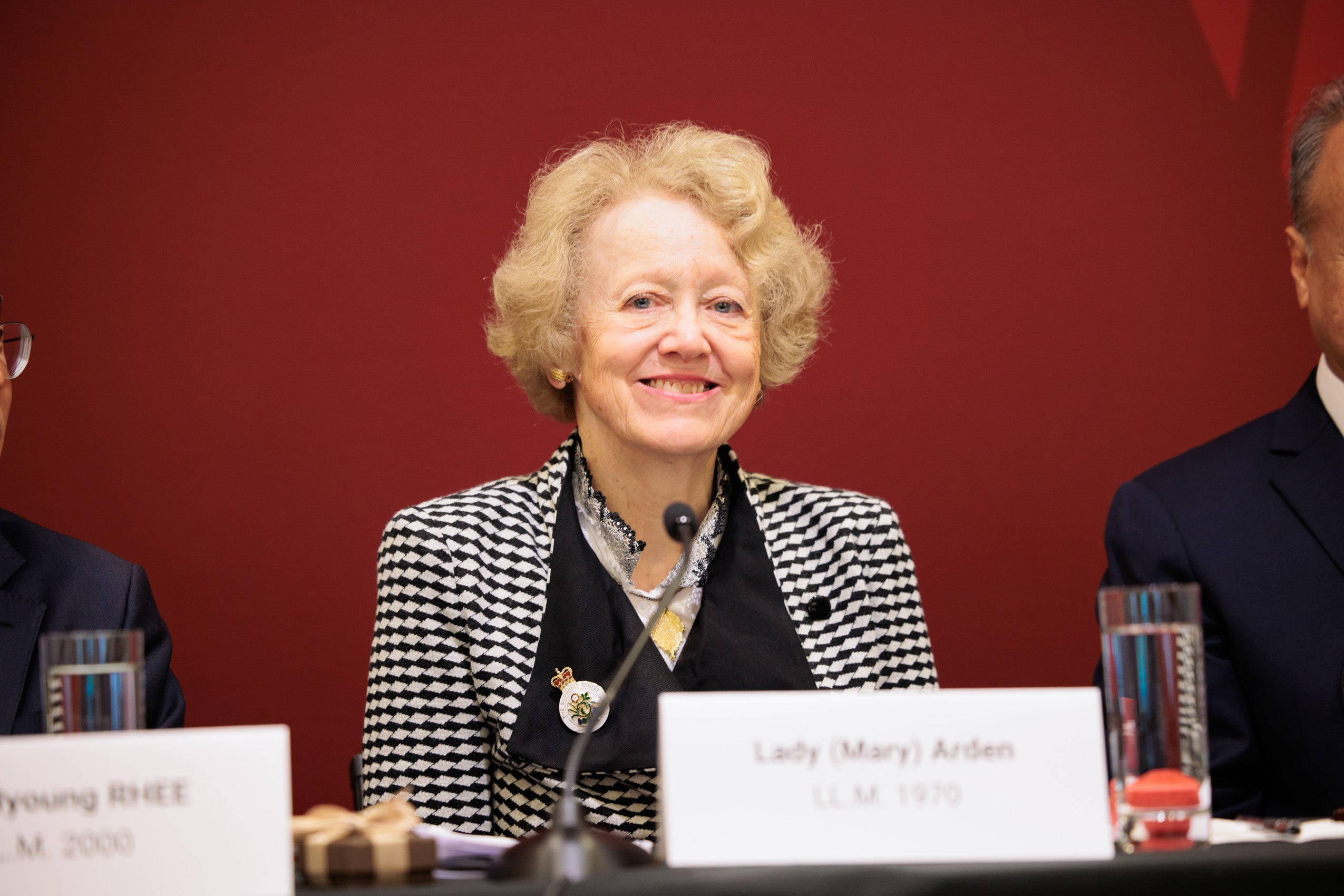 A close up of a woman on the panel